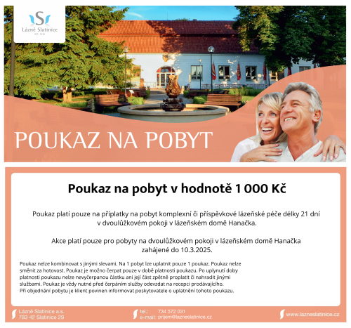 Poukaz 1000 Kč na KLP/PLP 21 dní